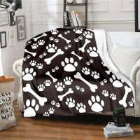 Puppy Paw Print Blanket Sofa Bed Blanket Super Soft Warm Blanket Cover Flannel Throw Blanket