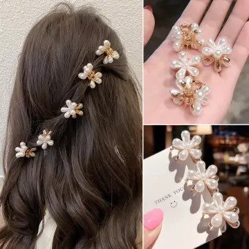 Mini Pearl Hair Tiny Clips Cute Little Daisy Hair Claws Korean Hairpin Hair  Barrette Bridesmaid Flower Girl Accessory Mini Elegant Side Clip 