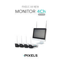 [ฟรี ฮาร์ดดิสก์ HDD 1 TB ] ALL NEW X SERIES MONITOR 4CH กล้องวงจรปิดไร้สาย PIXELS รุ่นมอนิเตอร์ มาพร้อมจอ LED 12.5" และชุดกล้อง 4 ตัว ออนไลน์มือถือ(NEW! upgrade NVR max to 8Ch)