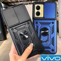 【NEW Popular】 Vivo Y16 Y35 Y55 Y77 Y31 Y76 Y11 Y12 Y15 Y17 Y20 Y20S Y33S Y21 Y15A Y15S Y51 V21E Luxury เลนส์กันกระแทก Protector เคสแข็งกับการหมุนขาตั้งโลหะ