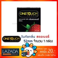 [ 1 กล่อง ] Onetouch Strawberry ถุงยางอนามัย วันทัช สตรอเบอร์รี่ ขนาด 52 มม. กลิ่นสตรอเบอร์รี [ 3 ชิ้น/กล่อง ] One Touch [ ** 1 กล่อง ** ]