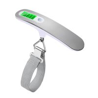 LCD Digital Hanging Scale Luggage Suitcase Baggage Weight Scales with Belt for Electronic Weight Tool 50Kg/110Lb  Silver Luggage Scales