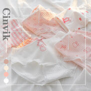 Cinvik Girly Style Panty Cotton Stretchable Cute Rabbit Print Mid Waist