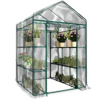 PVC Warm Garden Tier Mini Household Plant Greenhouse Cover Waterproof Anti-UV Protect Garden Plants Flowers (Without Iron Stand)