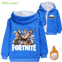 Fortnites แจ็คเก็ตลายการ์ตูนเด็กหญิงเด็กชาย2023เสื้อโค้ทแบบหนาแขนยาวเด็กใหม่ซิปแจ็คเก็ตมีฮู้ดผ้าฝ้าย0000 M980