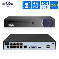 Hiseeu H.265 + 4CH 10CH 16CH POE NVR สำหรับนิรภัย IP กล้องวงจรปิดระบบ CCTV 5MP 8MP เสียง4K เครื่องบันทึกวีดีโอตรวจจับใบหน้า