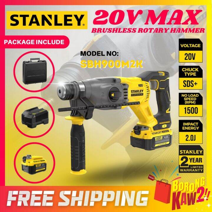 Stanley SBH900M2K 20V Cordless Rotary Hammer Drill 4.0h 2200RPM 5775BPM