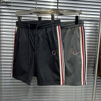 【High Quality】23 Summer Shorts Mens Striped Ribbon Slim Fit Capris Knee Thin Quick Dried Embroidery Label