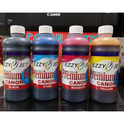 Ezzy-jet CANON Inkjet Premium Ink หมึกเติมอิงค์เจ็ท CANON ขนาด 500 ml. ( ชุด​ 4 สี.​ BLCK/CYAN/MAGENTA/YELLOW)