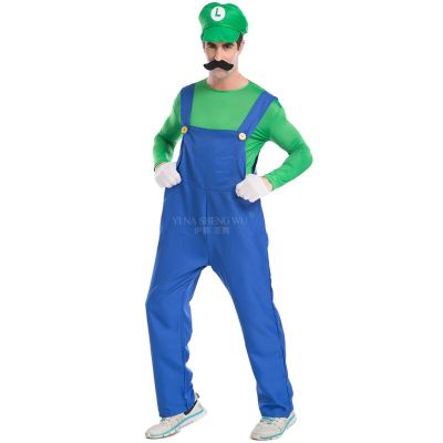 Super Luigi Brothers Costumes Cosplay Top Overalls LUIGI Bros Family Adult Child Kids Halloween Costume Funny Cosplay Party Suit