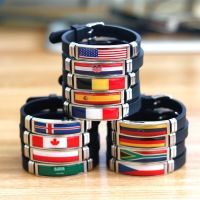 2021 Souvenir Gift Spain USA Flag Bracelet for Men Women Israel Germany Flags Adjustable Silicone Wristband Bangle Bar  Wine Tools