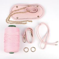 6Pcs/Set PU Leather Handbag With Knitting Woolen Yarn Handmade Shoulder Strap Woven Bag Set DIY Knitting Crochet Bag Accessories