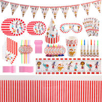 Circus Themed Party Decorations, Striped Animals, s, Cutlery Set, Plate, Cup, , Kids, Birthday, Fun