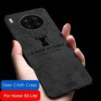 ▪۞℡ Honer 50Lite Case 3D Deer Pattern Cloth Fabric Back Cover For Honar Xonor Honor 50 Lite 50Lite Light Soft Frame Shockproof Coque