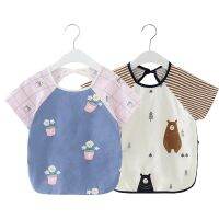 【DT】hot！ Babys Food Bib Infant Short Sleeve Bibs with Sleeved Feeding Teething 0-5 Years