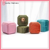 LUCKY HAIRACC พร้อมฝาที่ถอดออกได้ กล่องเครื่องประดับอัญมณี เหลี่ยมทรงแปดเหลี่ยม ประณีตประณีตประณีต กล่องแสดงแหวน แบบพกพาได้ ผ้ากำมะหยี่กำมะหยี่ กล่องบรรจุของ แต่งงานในงานแต่งงาน