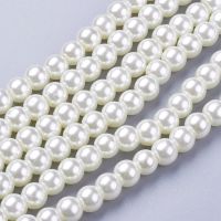 6mm Glass Pearl Beads White Glass Imitation Round Loose Beads For Jewelry DIY Bracelet Necklace Making 140pcs/strand F70