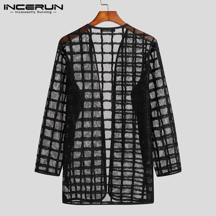 incerun-เสื้อแจ็คเก็ตมีฮู้ดลายสก็อตหน้ายาวคาร์ดิแกน-ชุดลำลอง-3