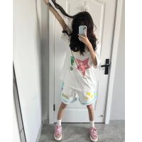 The new American high street shorts female summer draw string loose casual pants 2023 new 5 minutes of basketball pants