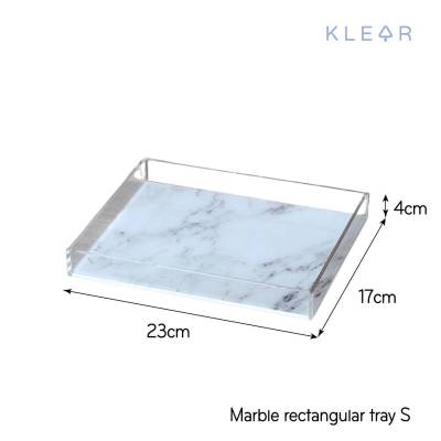KlearObject Marble Rectangular Tray (S) ถาดอะคริลิคใสพื้นลายหินอ่อน ถาดใส่ของ ถาดเอนกประสงค์ ถาดวางของใช้บนโต๊ะ ถาดลายหินอ่อน ถาด ถาดใส่เครื่องเขียน