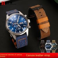 22มม. 24มม. สำหรับ Panerai Breitling Fossil Hamilton ผ้าใบแฮนด์แมดหนังวัวล่างสุดสายนาฬิกาชายสายนาฬิกาข้อมือย้อนยุค