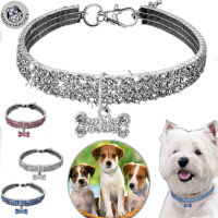 3 Rows Mixed Color Stretch Rhinestone Collar Cat And Dog Jewelry Diamond Inlaid Bone dog Collar Accessories With Elastic