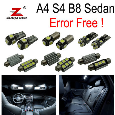 17pcs Error Free LED Bulb Interior dome map Light Kit + License plate lamp for Audi A4 S4 RS4 B8 Quattro Sedan (2009-2015)