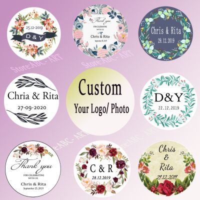 【YF】◘∈  Custom Wedding Stickers  Favors Boxes Wreath Labels Envelope 3-6cm