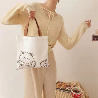 Women Handbag Cute Bear Handbag Lovely Decoration Purse Shopping Bag Canvas Handbag Small Simple Tote