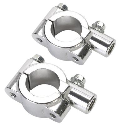 Pair 7/8" Inch 22mm Handlebar 10mm Thread Motorcycle Mirror Mount Clamp Rear View Mirror Holder Adapter Silver Black Mirrors