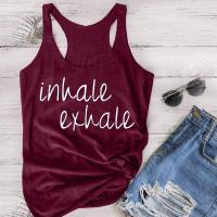 Inhale Exhale Fitness Yoga cute Workout tanks funny women fashion undershirt singlet sleeveless tumblr casual funny garment top