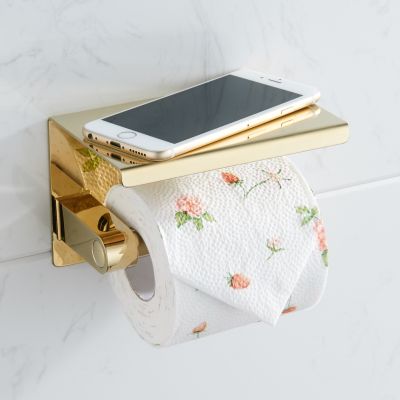 Stainless Steel Toilet Paper Holder with phone shelf bathroom toilet roll paper holder Bathroom Accessories simple design