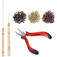 500pcs Micro Link Rings Beads Plier Hook Pulling Needle Tools 2 pcs Pulling Needle holes Plier Hair Extensions Tool kit