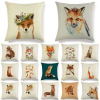 【LZ】 1 Pcs Kawaii Fox Pattern Cotton Linen Throw Pillow Cushion Cover Car Home Sofa Bed Decorative Pillowcase Funda Cojin 40636