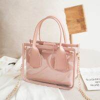 ◘  Transparent Handbag Fashion Ladies Color Crossbody Leather  Chain Composite