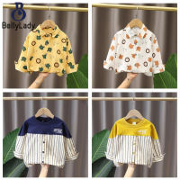 Kids T-shirt Cute Cartoon Printing Single-breasted Tops Long Sleeves Lapel Shirt For 1-6 Years Old Boys【fast】