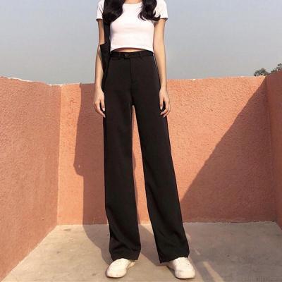 Womens Korean high waist loose wide leg pants casual pants