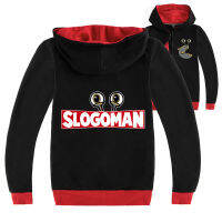 SLOGOMAM HOODY Jacket สำหรับชาย15ปีเด็กหญิงสีดำ/ สีเทาแขนยาว3-16ปีเสื้อผ้าเด็กฤดูใบไม้ผลิและฤดูใบไม้ร่วงผ้าฝ้าย + โพลีเอสเตอร์ Hooded Zipper เสื้อกันหนาว