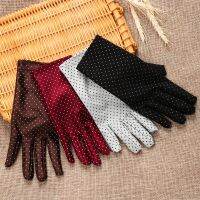 1 Pair New Fashion Sun Protection Wrist Gloves Dot Elastic Mittens Lady Gloves Knitted Fabric Vintage Mittens For Drive Shopping