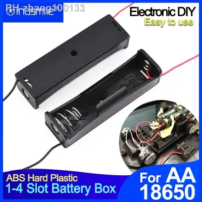 DIY Plastic AA LR6 HR6 Battery Storage Case Clip Holder Container 1X2X 3X 4X 18650 Battery Storage Box Case With Wire Lead Pin