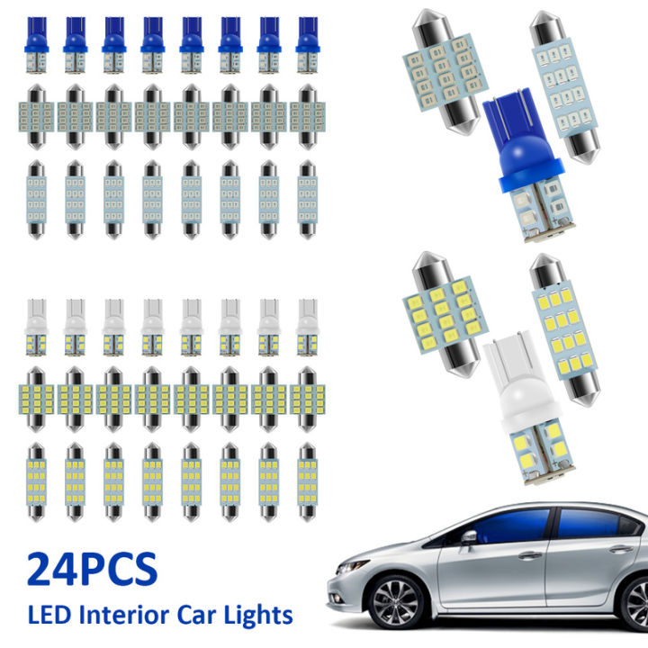 ไฟภายในรถ-led-24ชิ้นชุดไฟรถแอลอีดี6500k-t10-31มม-41มม-led-ไฟส่องป้ายทะเบียนไฟโดมสำหรับรถยนต์รถบรรทุกป้ายทะเบียนรถรถยนต์โดม-led-ไฟโดมชุดไฟรถแอลอีดีรถสว่างมาก