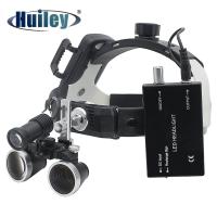 2.5X 3.5X ทันตกรรม Loupe Head แว่นขยาย Binocular ปรับ5W ไฟหน้าแบบชาร์จไฟได้ Li-On แบตเตอรี่และคลิป