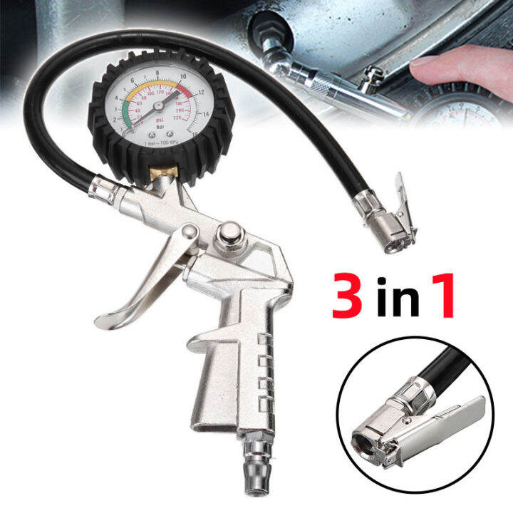 Autofun Psi Auto Tire Inflator Air Pressure Gun Isi Ukur Tekanan Angin In Tire Gauge Kit