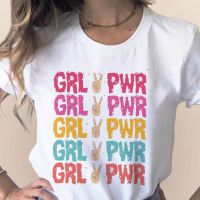 เสื้อยืดผ้าฝ้ายสตรีนิยม GRL PWR ผู้หญิงพิมพ์เสื้อยืดสาว Power 90S Graphic Tshirt ผู้หญิง Tshirt ความงาม Top Tees หญิง