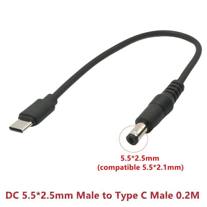 22AWG Type C Power Adapter Type C USB Male to DC 5.5x2.1mm Female Connector Charge Barrel Jack