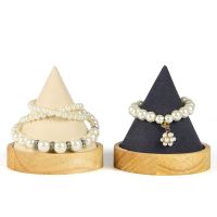 Highend Cone Shape Wooden Velvet Bangle Bracelet Anklet Jewelry Display Stand Ring Watch Holder Display Organzier