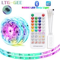 {ItalyNest shop}ไฟแถบไฟ LED RGBIC แอพพ์บลูทูธ WS2811เปลี่ยนสีได้,ไฟไฟแอลอีดีสีรุ้งแอปควบคุมอัจฉริยะไฟห้องนอนเพลง RoomParty