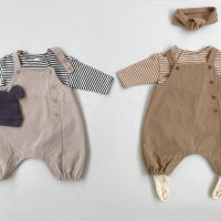 2021 New Baby Boy Overalls Solid Kids Jumpsuit Button Decoration Casual Baby Clothes Infant Romper Toddler Striped Shirts