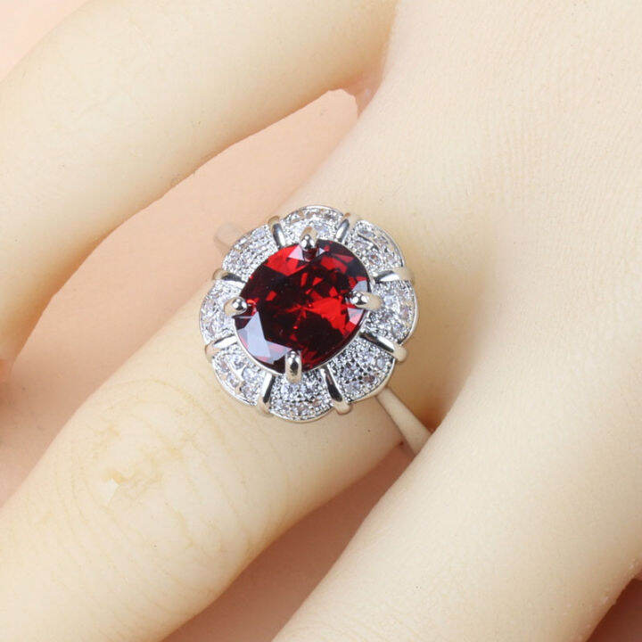 new-style-elegant-women-wedding-accessories-red-garnet-cz-clip-earrings-necklace-and-ring-bridal-jewelry-sets