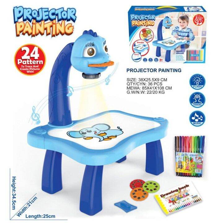 kids-children-educational-early-learning-painting-drawing-table-desk-toy-paint-tools-โต๊ะเก้าอี้โปรเจคเตอร์-กระดานวาดภาพสำหรับเด็ก-โต๊ะของเล่นด็ก-เสริมสร้างพัฒนาการเด็ก-กระดานเขียนลบได้-กระดานแม่เหล็ก